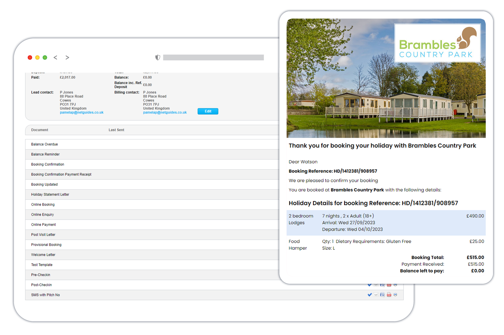 Booking system by GemaPark - cloud based holiday park software